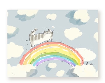 Rainbow Bridge Cat Card - Cat Loss - With Sympathy