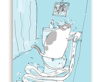 TP Cat Card - Blank - Funny Cat Card- Toilet Paper Card