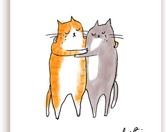 Sad Cat Card - Cat Hug - Sympathy Card