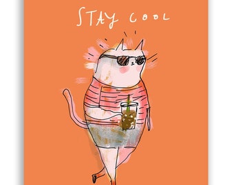 Stay Cool Cool Cat Card - Summer