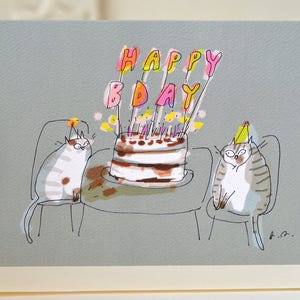Carte de chat d’anniversaire - Bougies d’anniversaire