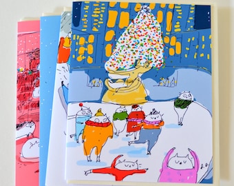 Rockefeller Center Weihnachten- Weihnachtskarte Katze- NYC