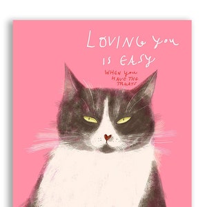 Loving You is Easy - Funny Cat Card - Cat Mom or Cat Dad Card - Treats