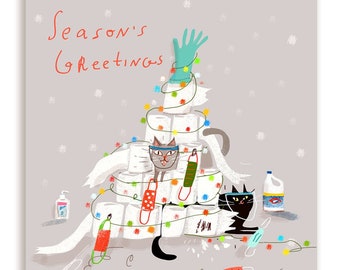 TP Tree - Funny Christmas Cat Card - Season's Greetings - Covid Christmas Cards - Masks