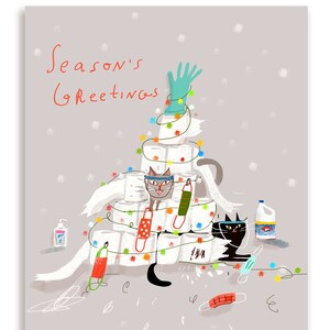 TP Tree - Funny Christmas Cat Card - Auguri di Buone Feste - Biglietti di Natale Covid - Maschere