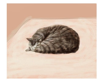 Kiki Cat Nap - Fine Art Print- Cat Art