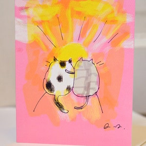 Friendship Cat Card - Sunrise/Sunset Cats - Thinking of you - Pet Sympathy Card - Get Well Soon - Miss You Card