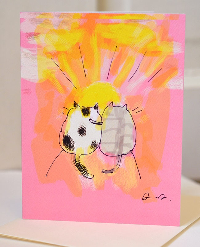 Friendship Cat Card - Sunrise/Sunset Cats - Thinking of you - Pet Sym…