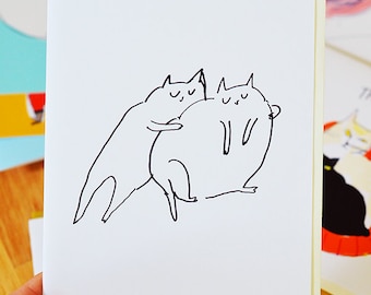 Main Squeeze Cat Card by The Dancing Cat - Love Card - Cat Hug - Friendship Card - Sympathy Card - Fat Cats