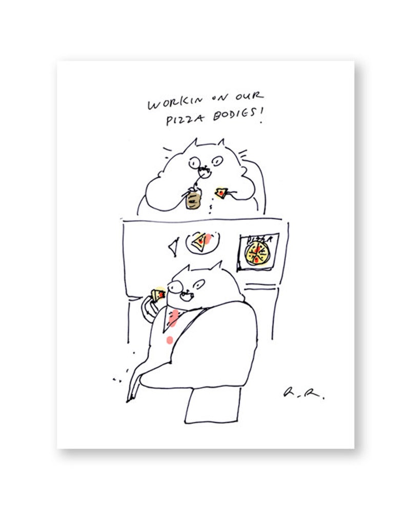 Workin on Our Pizza Bodies Funny Cat Card Pizza Cat Fat Etsy