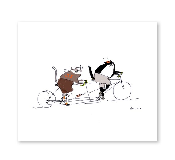 Art A Velo Velo Tandem Affiche Cyclisme Cyclisme Art De Etsy