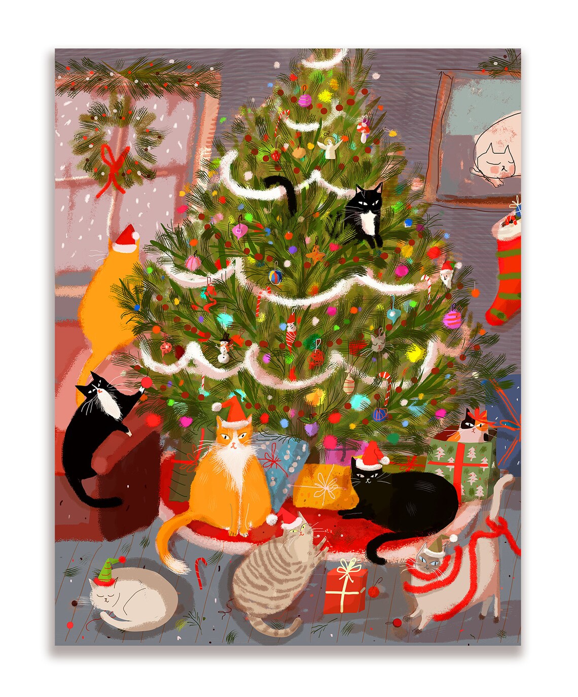 Meowy Christmas Cat Card - Merry Christmas- Funny Christmas Card - Etsy