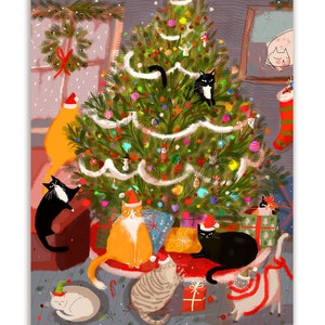 Meowy Christmas Cat Card - Feliz Navidad - Divertida tarjeta de Navidad