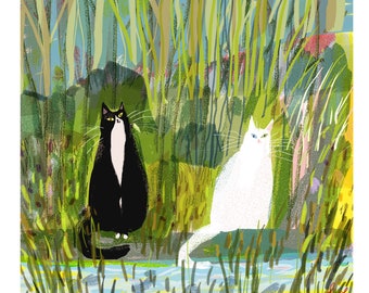 By the Kitty Pond Cat Print