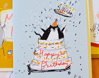 Giant Cake - Funny Birthday Card - Cat