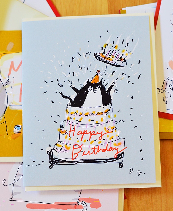 Giant Cake - Funny Birthday Card - Cat