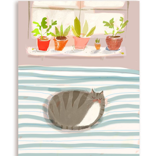 Cat Nap Card - Blank Inside - Thinking of You - Cat Card