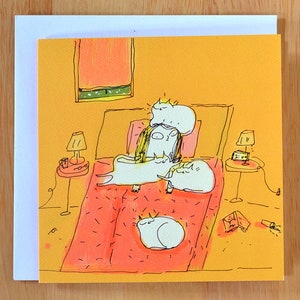 Carte maman chat - 2 heures du matin - Carte chat drôle - Dame folle aux chats
