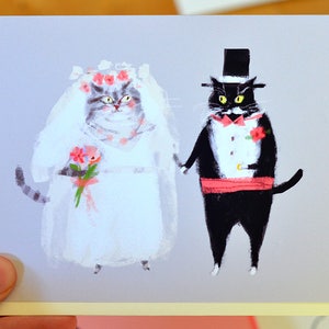 Hochzeitskarte - Brautpaar Katzen - Hochzeitskatzenkarte von The Dancing Cat