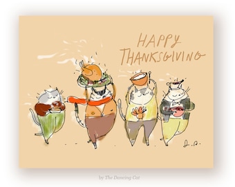 Happy Thanksgiving Card - Cat - Funny Cat Card - Fall - Thank You Card
