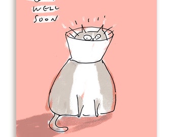 Get Well Soon Cat Cone Card