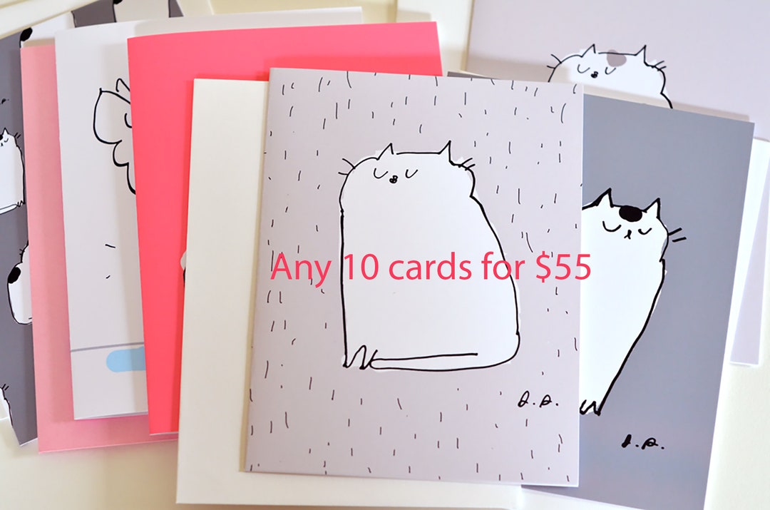 Mixed Card Collection MIXED CARD SET- Choose Any 10 Cards for 55 Dollars - Cat Cards - Etsy