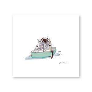 Temps de toilette de qualité - Version chat siamois - Art drôle de chat - Impression de chat - Art pour salle de bain