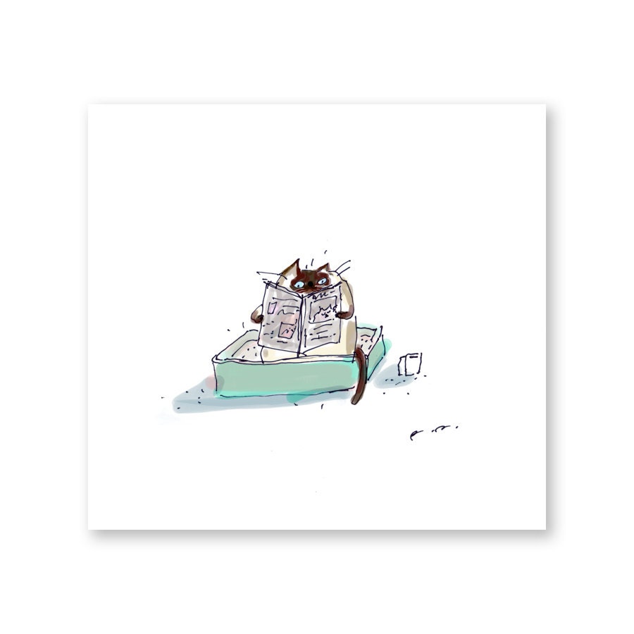 Quality Toilet Time- Siamese Cat Version- Funny Cat Art- Cat Print- A…