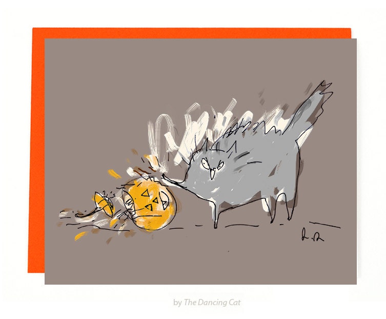 Funny Halloween Card - Cat - Bad Cat - There's only room for 1 Pu…