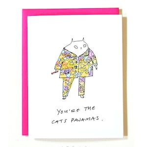 Le pyjama du chat - Carte drôle de chat - Maman chat ou papa chat