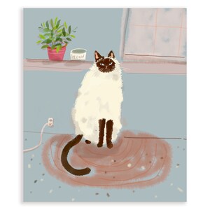 Cartão de gato doméstico siamês - em branco dentro - cartão diário