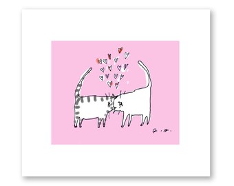 Lotsa Love - Headbutt Cat Print - Cat Art - Cat Painting - Cat Lover Art