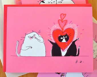 Too Much Love - Cat Card - Love You - Valentine's Day Card Cat