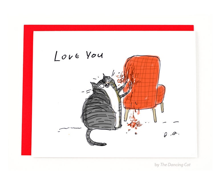 Chair Rip Cat Card - From the Cat - Cat Mom or Cat Dad Card