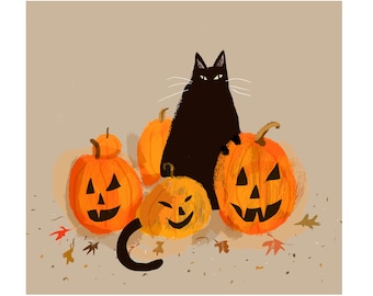 Pumpkin Cat Print