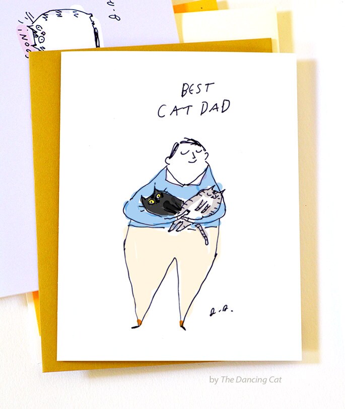 Best Cat Dad Card - Father's Day Card - Card for Cat Dad