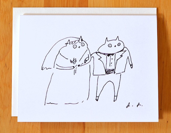 Biglietto Auguri Matrimonio Con Gatto Nero – Divertente Per Amanti Dei Gatti – 12,7x17,8 Cm Con Busta