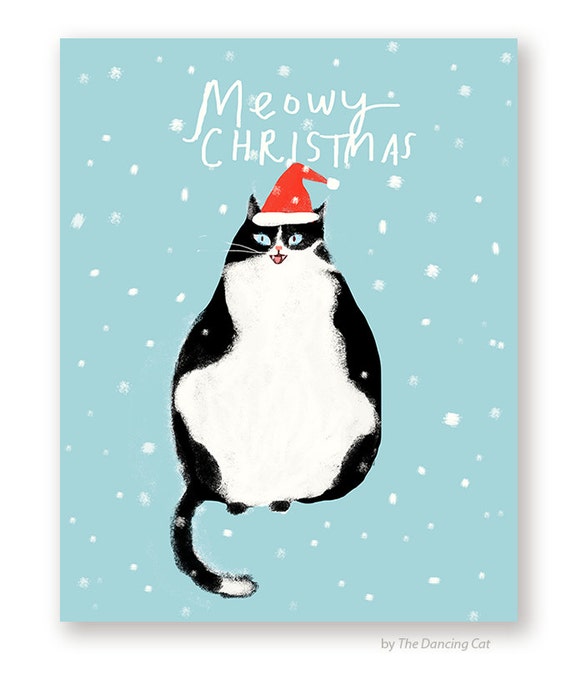 Meowy Christmas, Funny Christmas Cat Greeting Card Meowy Christmas, Funny Christmas Cat Greeting Card