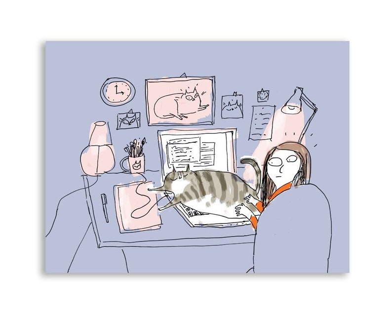 Don't Work Too Hard Cat Card Funny Cat Card WFH image 1