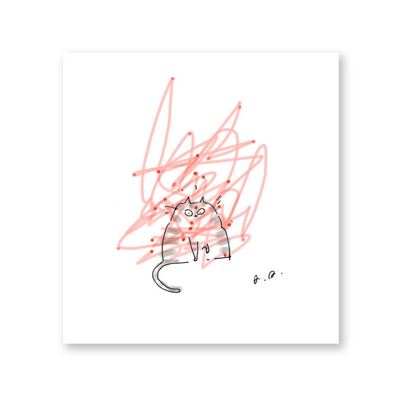 Cat Art Laser Cat Print Funny Cat Artwork image 1