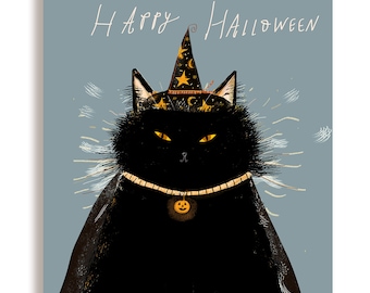 Black Cat Magic Halloween Card