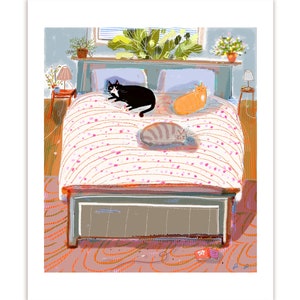 Bed Babies- Cat Print - Cat Painting - Fine Art Print - Cat Mom