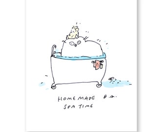 Spa Time Cat Print - Self Care