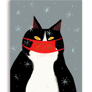 Carte de masque de chat de Joyeux Noël