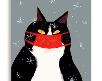 Merry Christmas Cat Mask Card