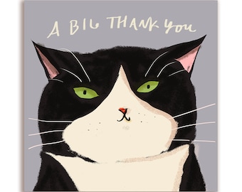 A Big Thank You - Big Head Cat Card - Square Card