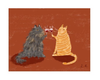 Wine Cats - Fine Art Print