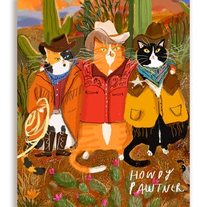 Carte Howdy Pawtner - Chat de cow-boy