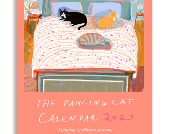 The 2023 Dancing Cat Calendar- 5 x 7 in.- Single Sheet Calendar