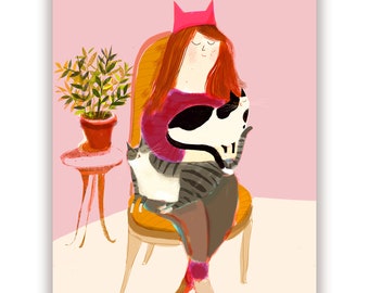 Pink Hat Cat Card - Cat Mom